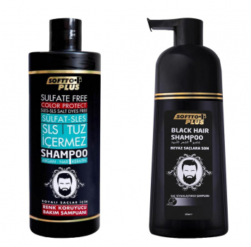 Softto Plus Black Hair Shampoo 350 ml + Sulfate Free Color Care Shampoo 400ml