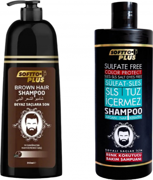 Softto Plus Brown Hair Shampoo 350 ml + Sulfate Free Color Care Shampoo 400ml